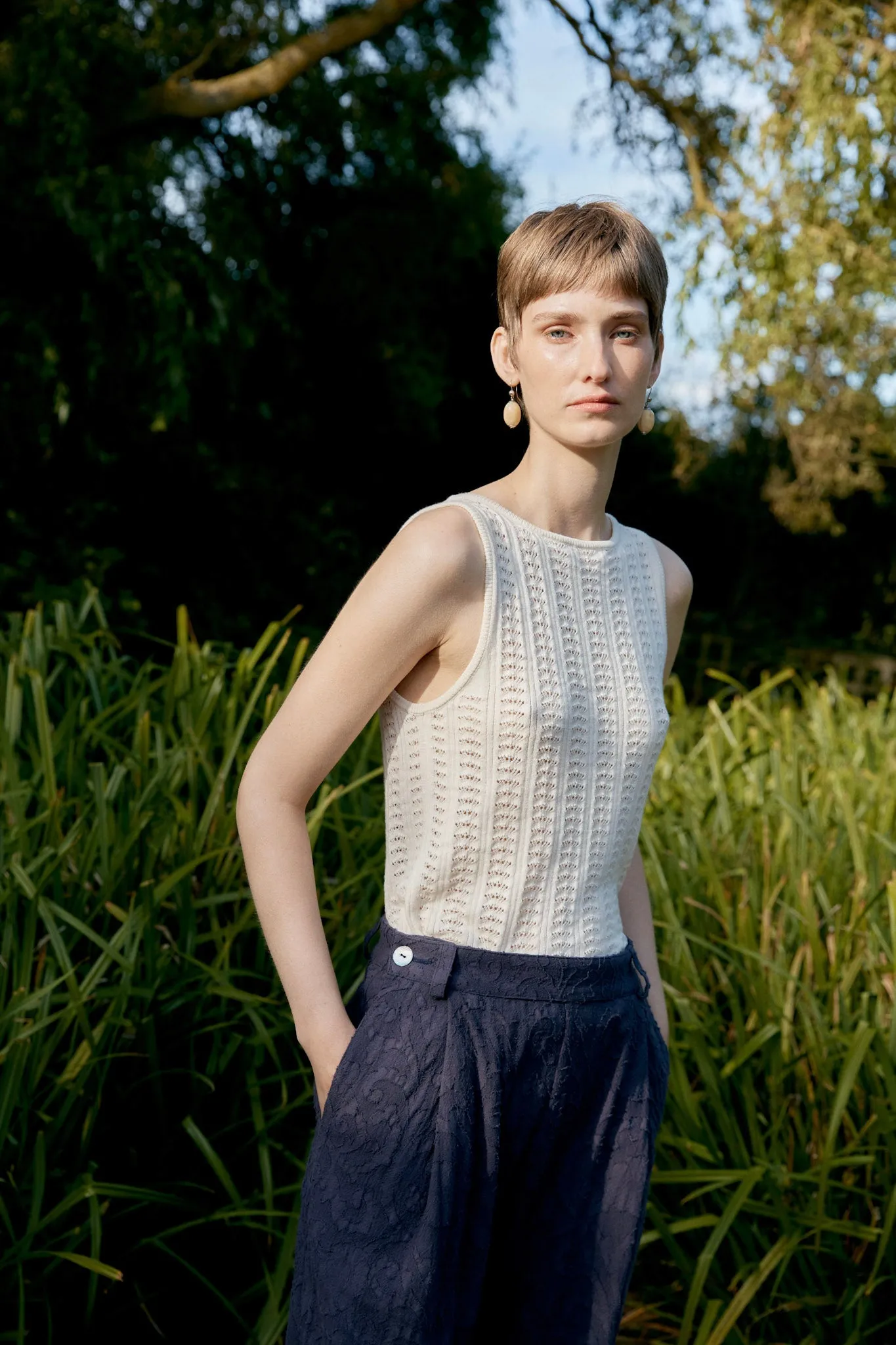 ORGANIC COTTON/MERINO WOOL POINTELLE VEST sold by Cawley product image thumbnail 4