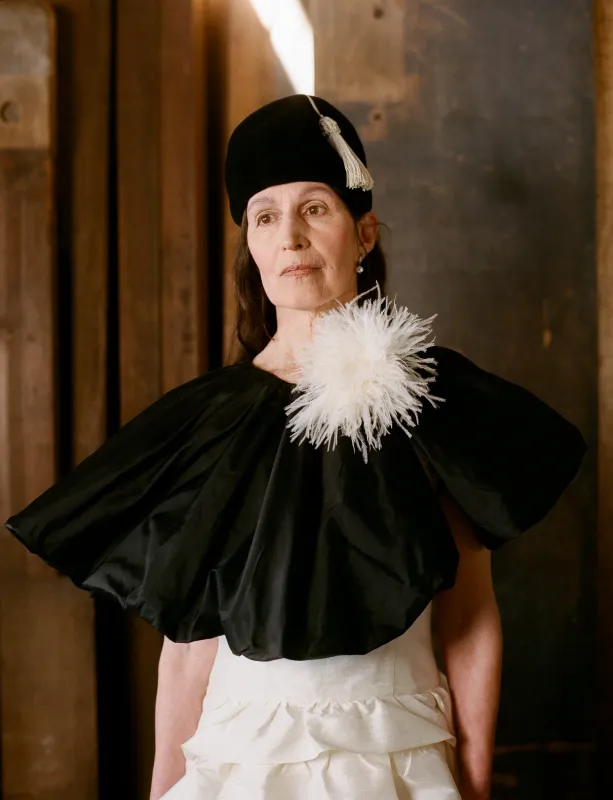 MARTHA CAPE - BLACK SILK DUPION made by Cawley