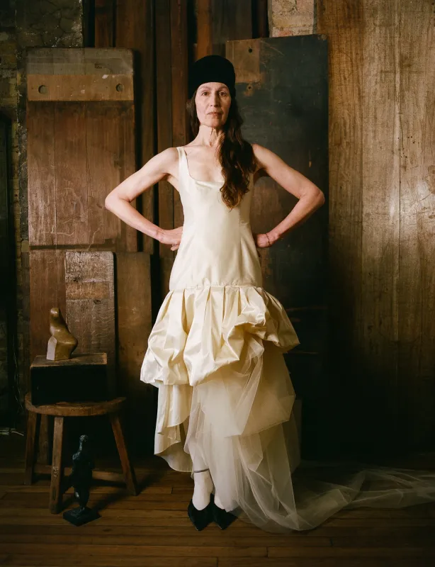IONA DRESS - IVORY DUPION made by Cawley