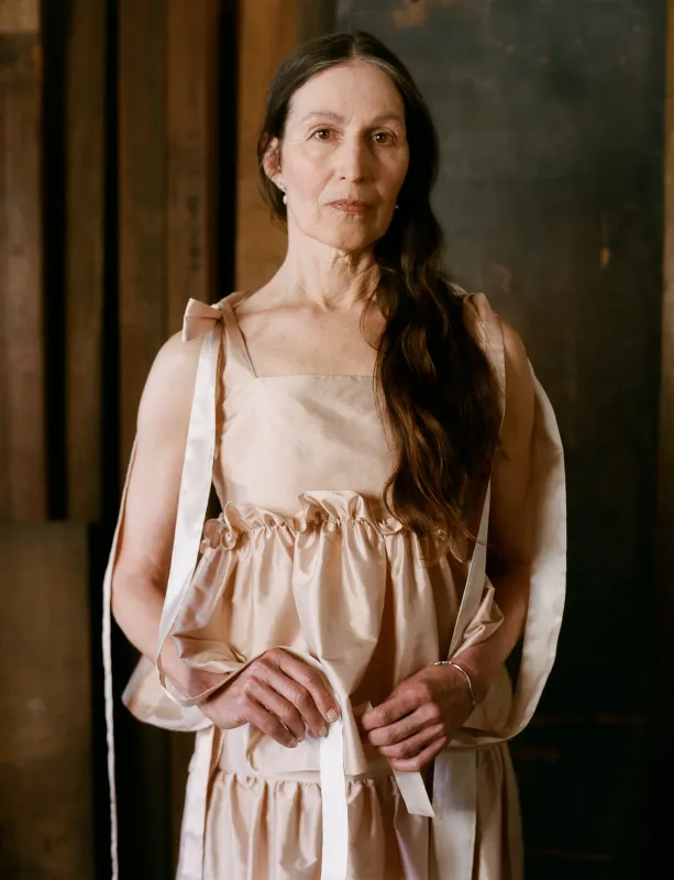 Olivia Bow Top - Eggshell Silk Dupion made by Cawley