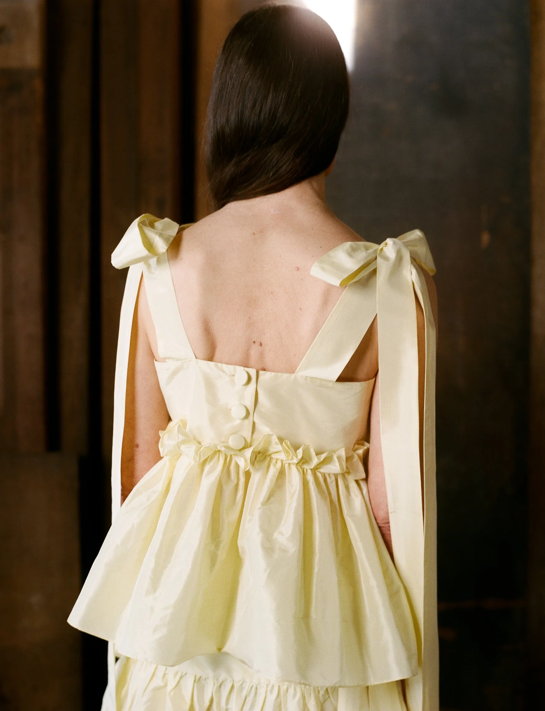 Olivia Bow Top - Cream Silk Taffeta sold by Cawley product image thumbnail 2
