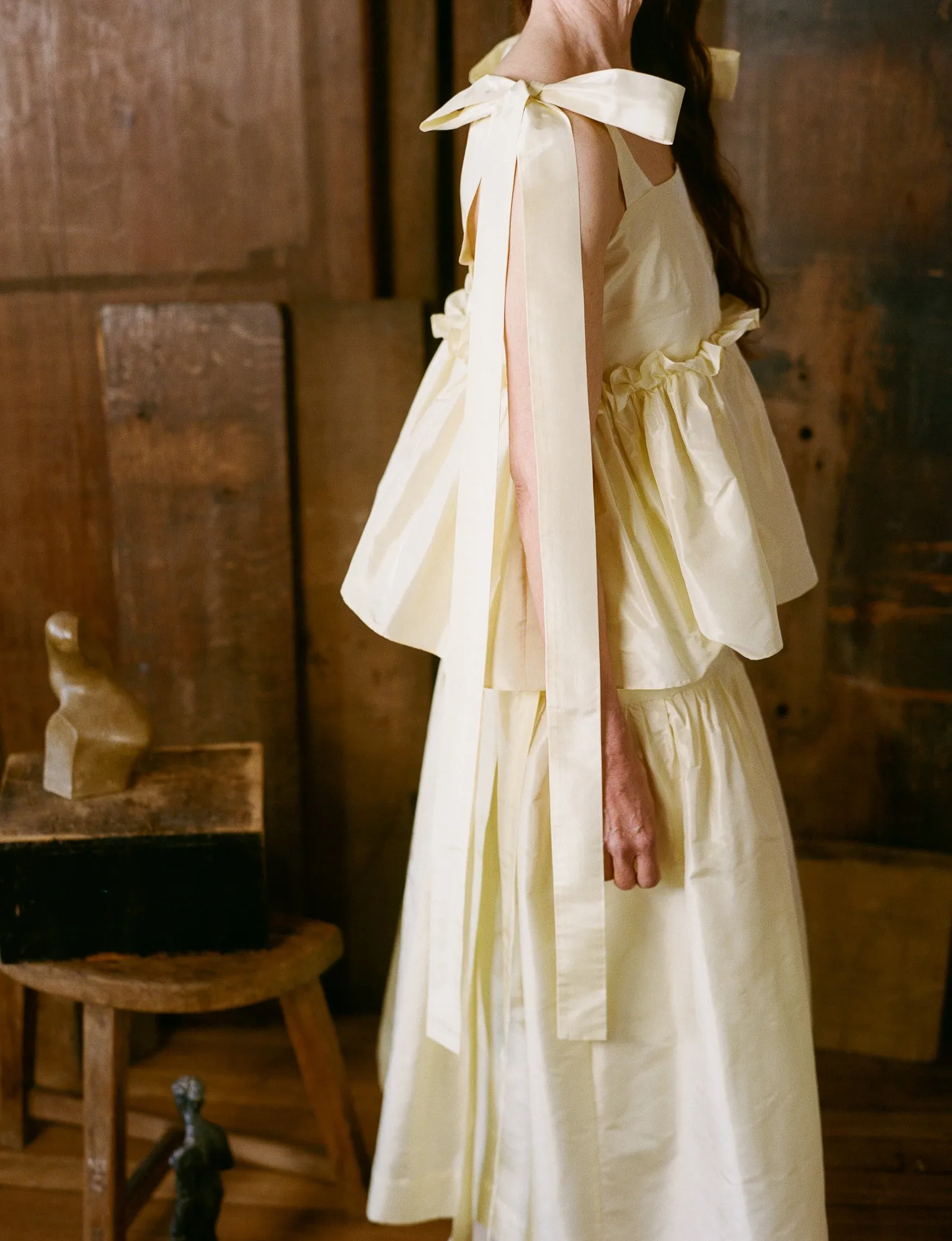 Olivia Bow Top - Cream Silk Taffeta sold by Cawley product image thumbnail 4