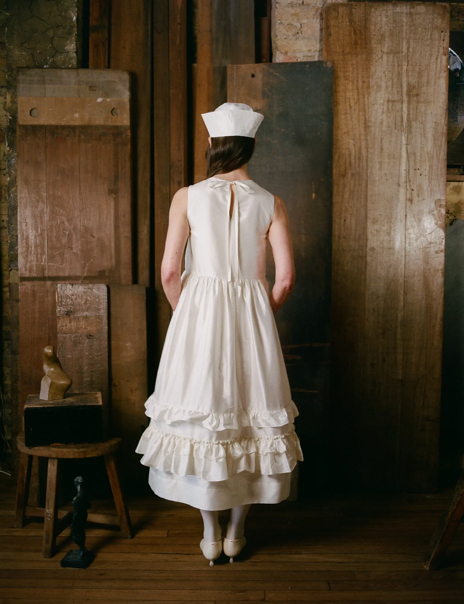 Genevieve Dress - White Silk Taffeta sold by Cawley product image thumbnail 3
