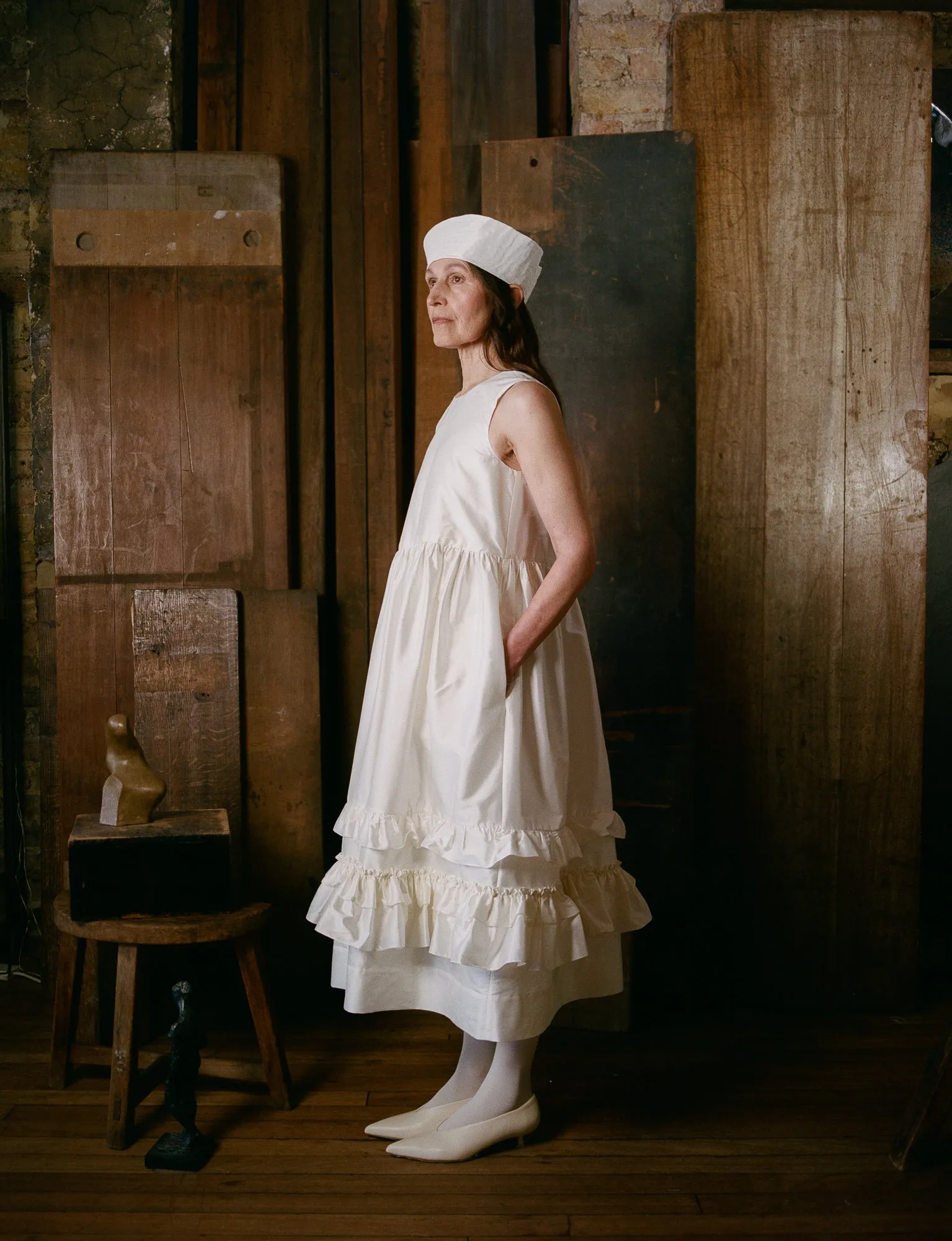 Genevieve Dress - White Silk Taffeta sold by Cawley product image thumbnail 2