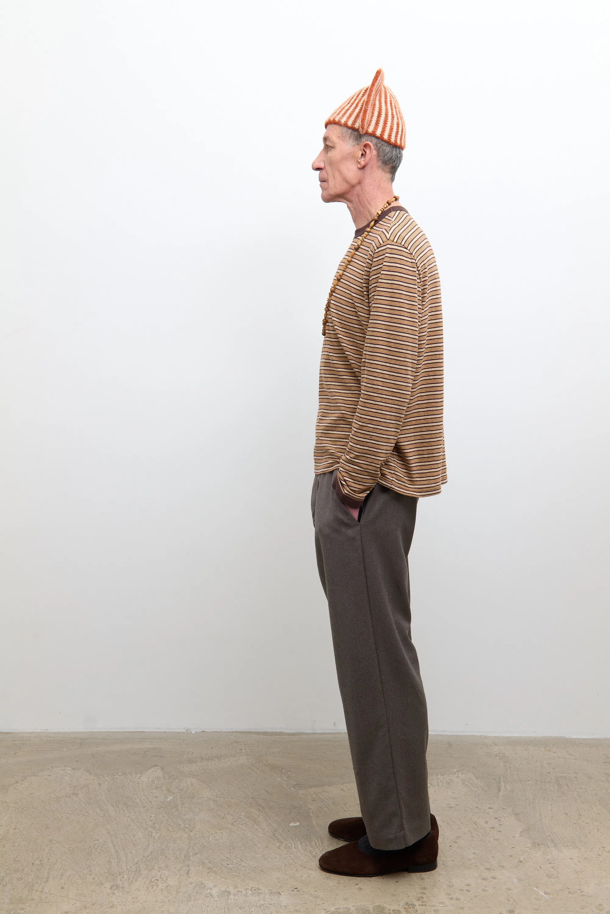 Unisex Long Sleeve T Shirt - Brown Stripe sold by Cawley product image thumbnail 3