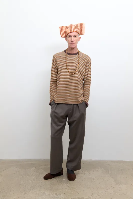 Unisex Long Sleeve T Shirt - Brown Stripe made by Cawley