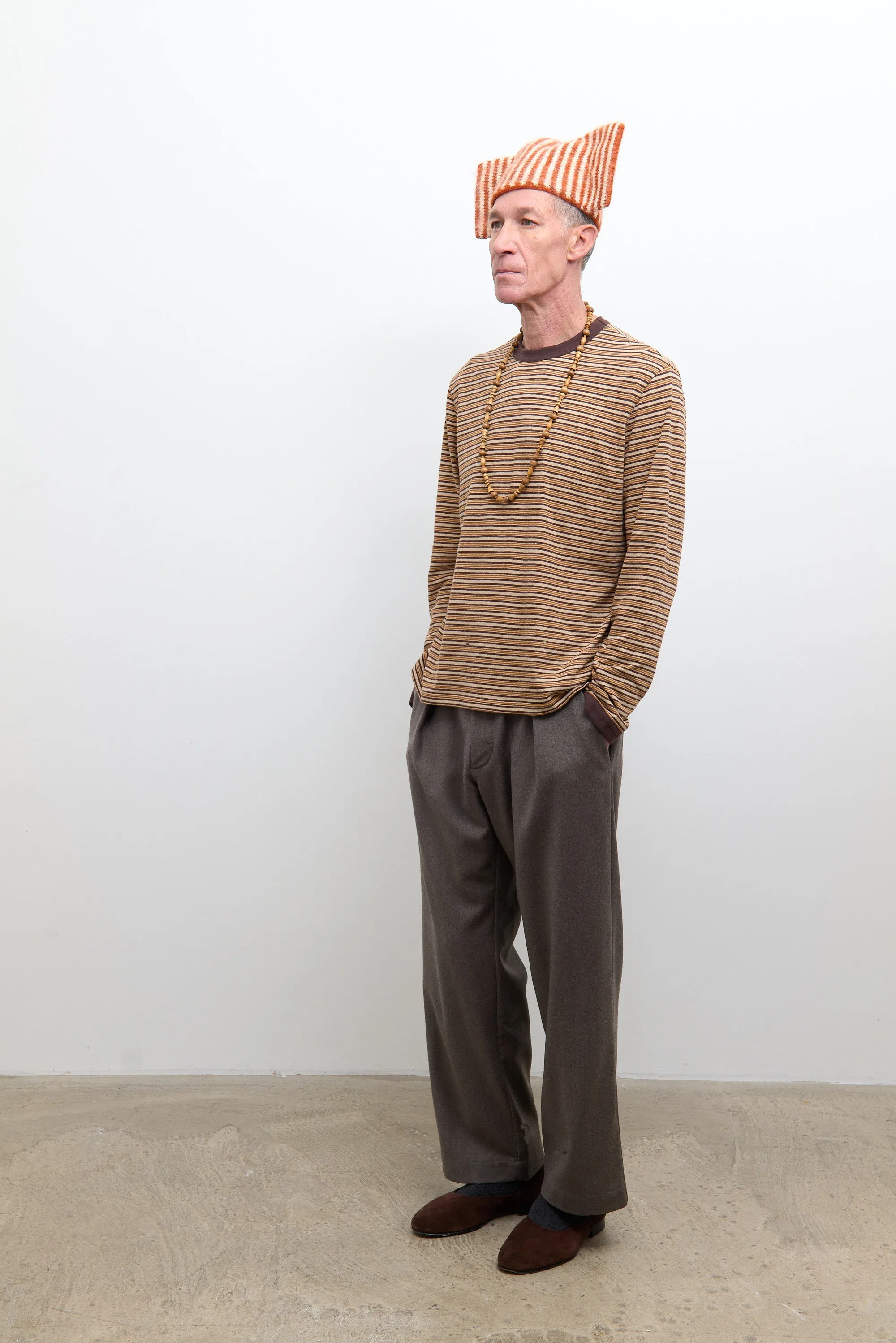 Unisex Long Sleeve T Shirt - Brown Stripe sold by Cawley product image thumbnail 2