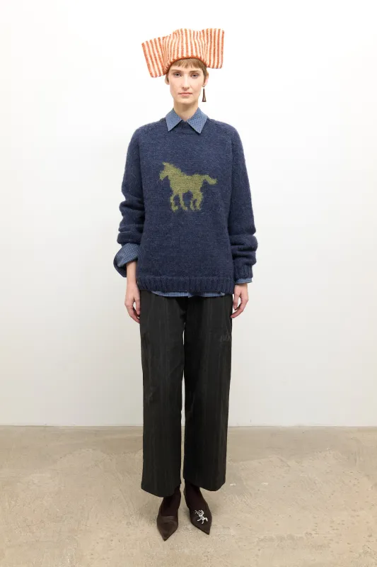 Horse Jumper - Denim/Apple Wool made by Cawley