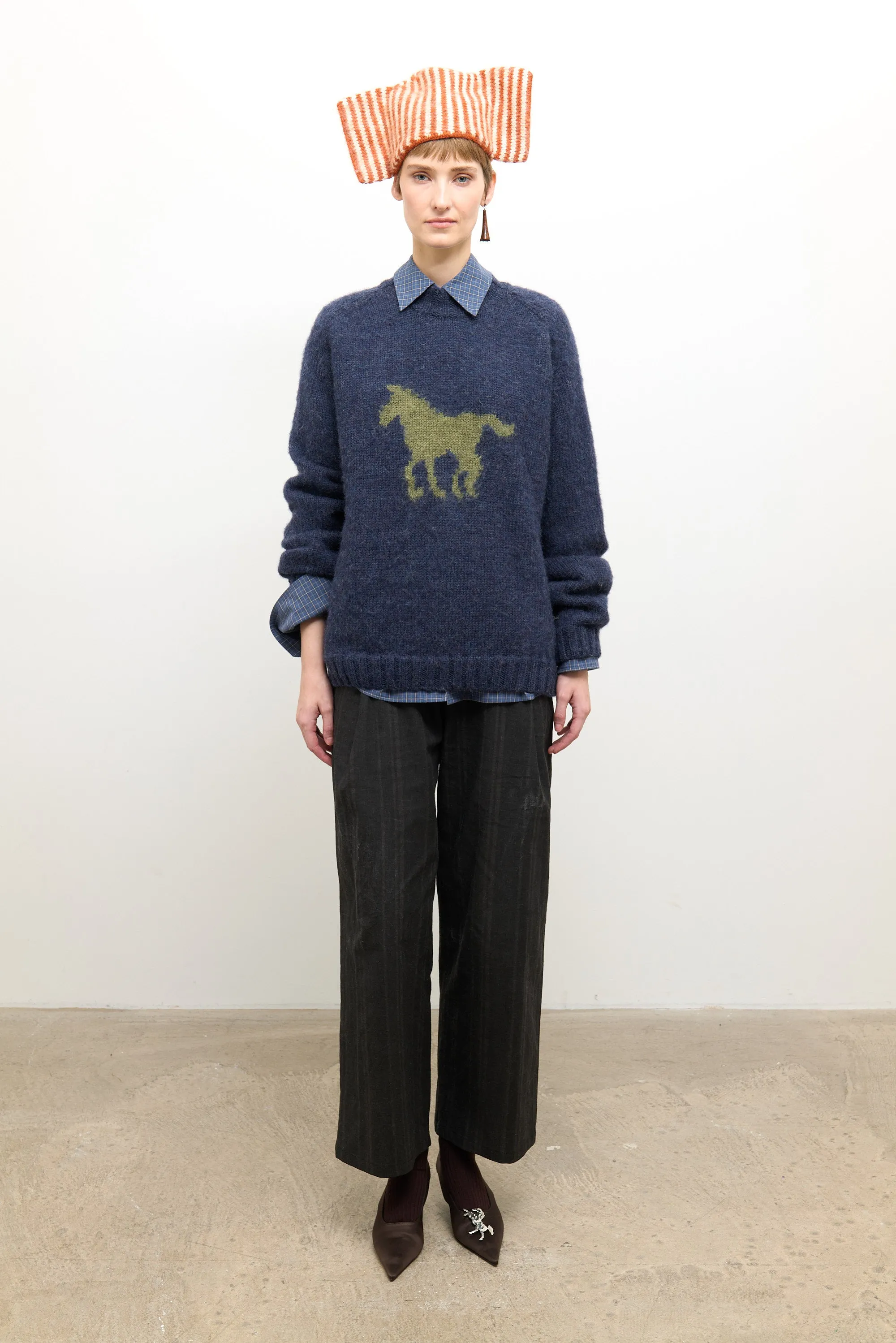 Horse Jumper - Denim/Apple Wool sold by Cawley