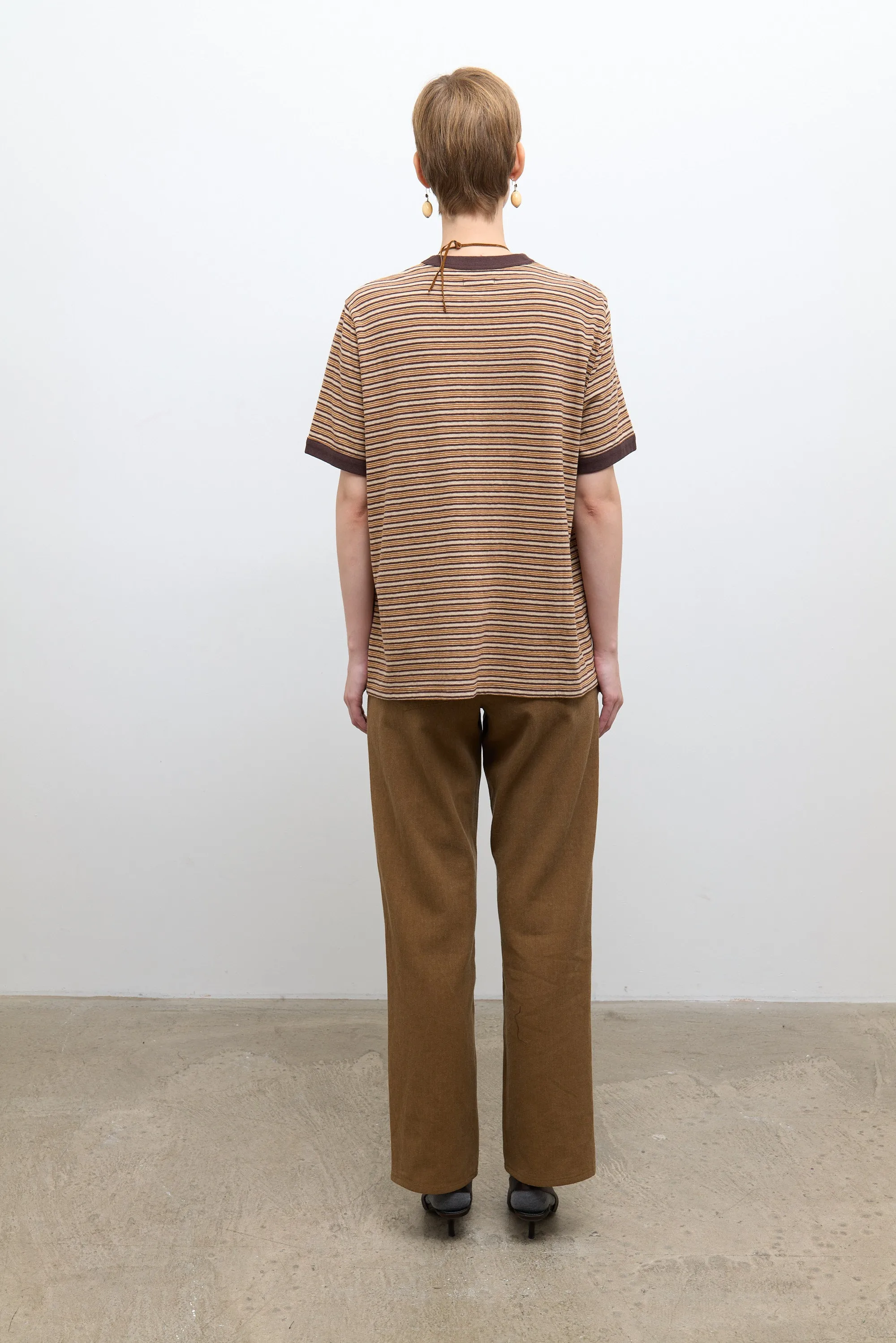 Unisex Short Sleeve T Shirt - Brown Stripe sold by Cawley product image thumbnail 4