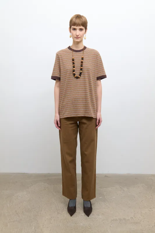 Unisex Short Sleeve T Shirt - Brown Stripe made by Cawley