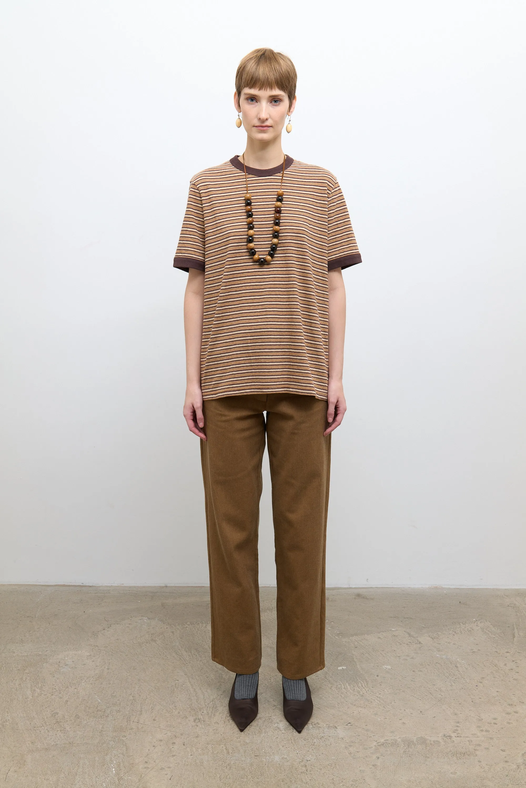 Unisex Short Sleeve T Shirt - Brown Stripe sold by Cawley