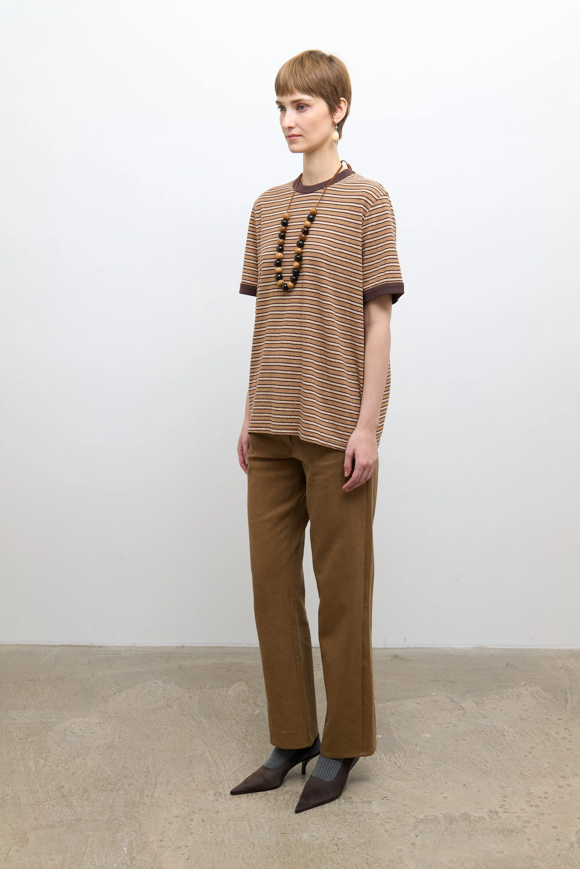 Unisex Short Sleeve T Shirt - Brown Stripe sold by Cawley product image thumbnail 2