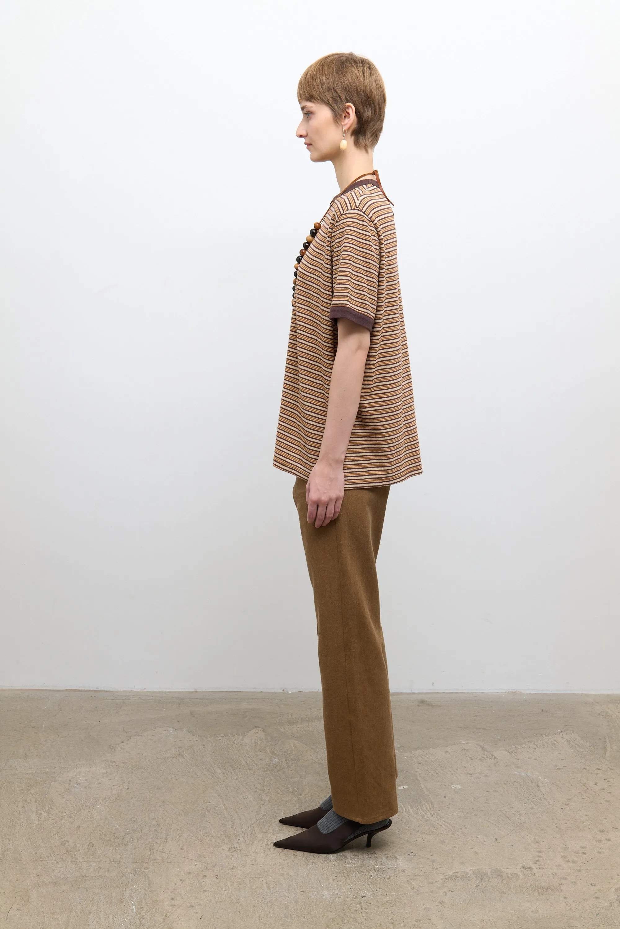 Unisex Short Sleeve T Shirt - Brown Stripe sold by Cawley product image thumbnail 3