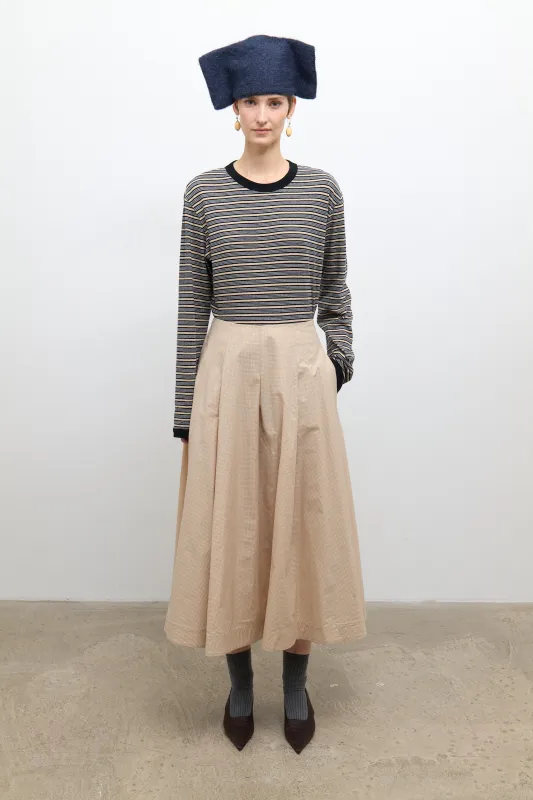 Long Stevie Skirt - Sand/Oat Check made by Cawley