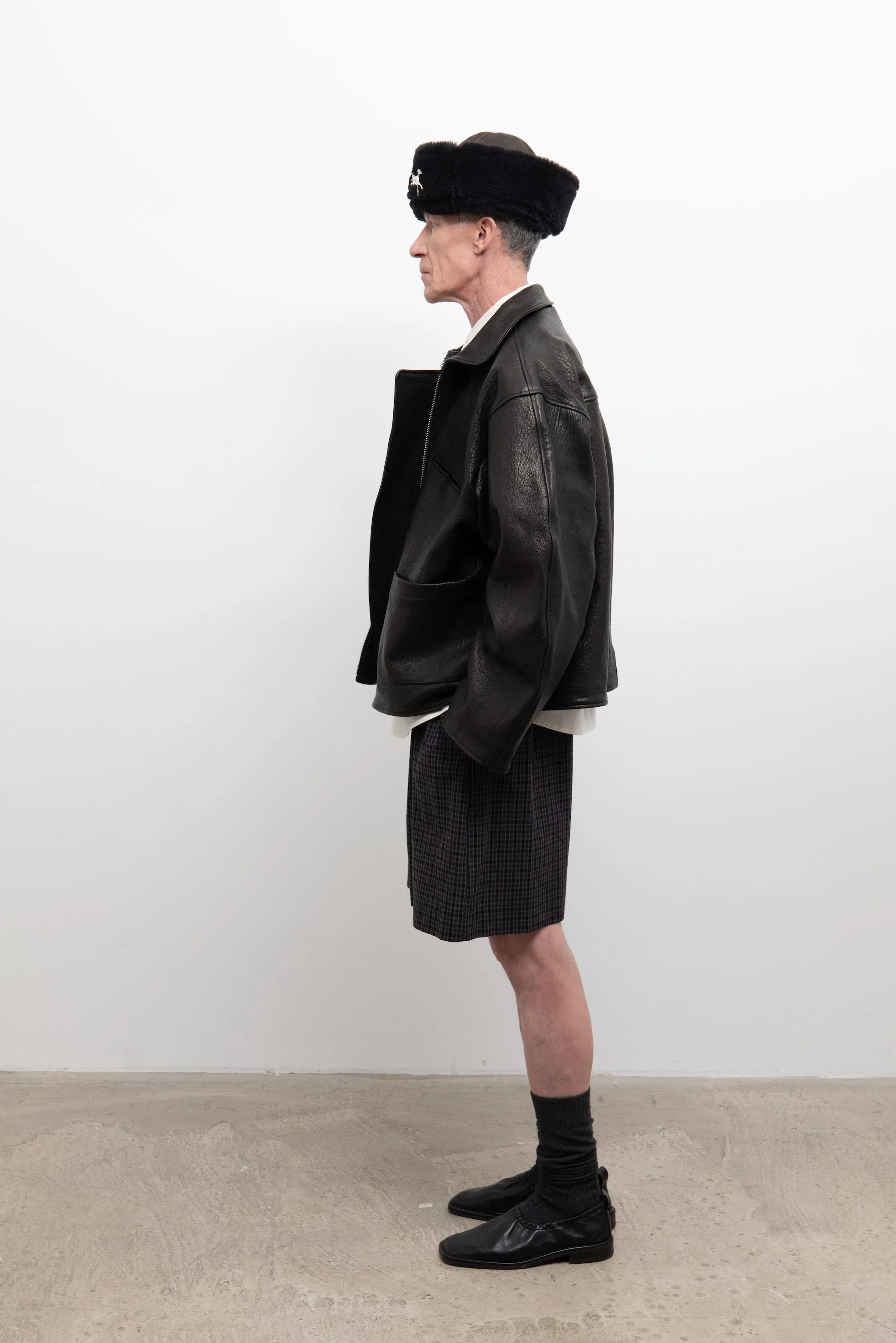 Mens Flying Jacket - Liquorice Stretch Wrinkle Leather sold by Cawley product image thumbnail 2