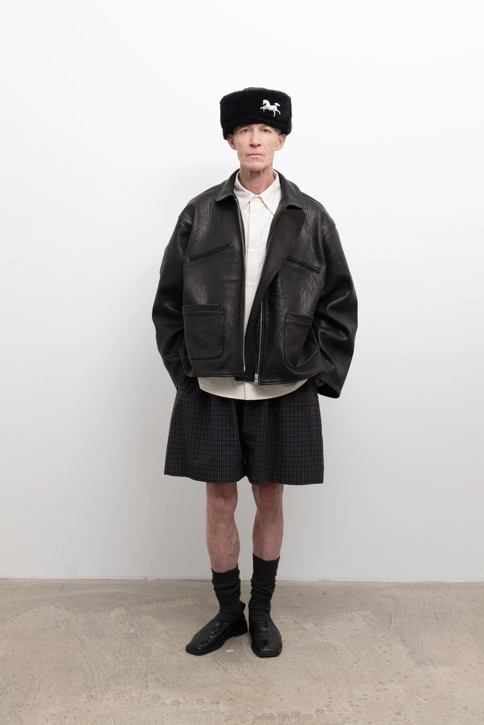 Mens Flying Jacket - Liquorice Stretch Wrinkle Leather sold by Cawley product image thumbnail 4