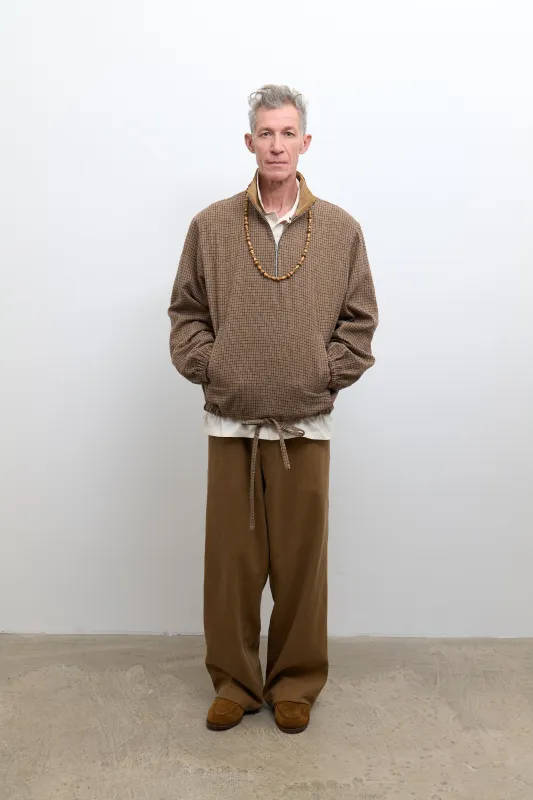 Miles Pullover - Brown Check Cotton/Wool made by Cawley