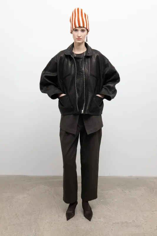 Flying Jacket - Liquorice Stretch Wrinkle Leather made by Cawley