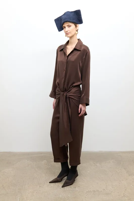 Claudia Jumpsuit - Chocolate Silk made by Cawley