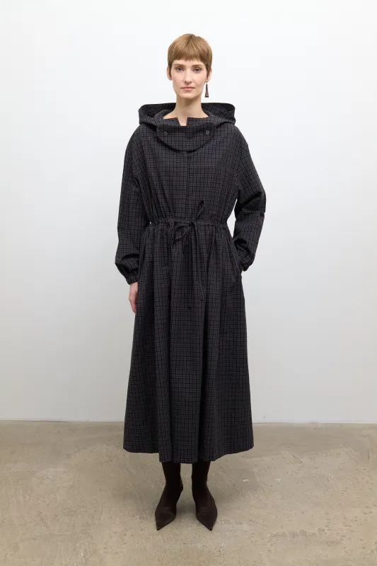 Mona Parka Dress - Ink/Smoke Check made by Cawley