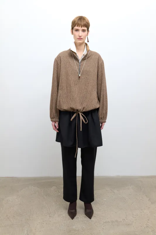 Miles Pullover - Brown Check Cotton/Wool made by Cawley