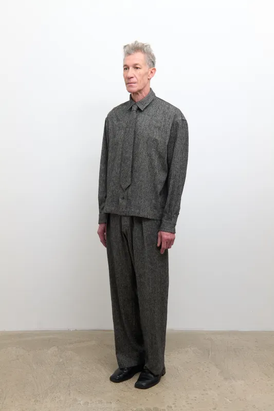 Silas Trouser - Speckled Black Flax/Silk made by Cawley