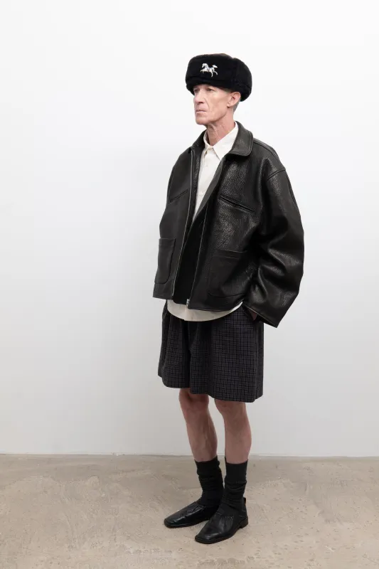 Flying Jacket - Liquorice Stretch Wrinkle Leather made by Cawley