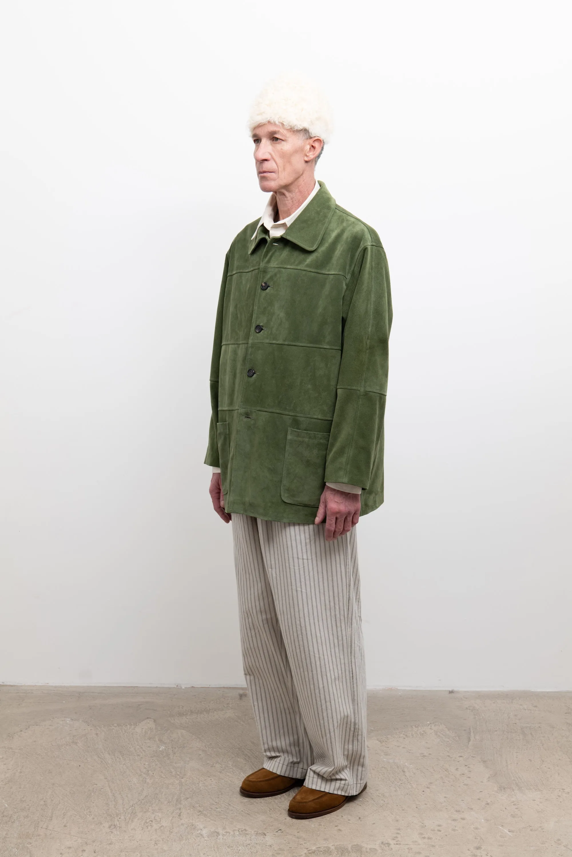 Panelled Quinn Jacket - Olive Suede sold by Cawley product image thumbnail 2