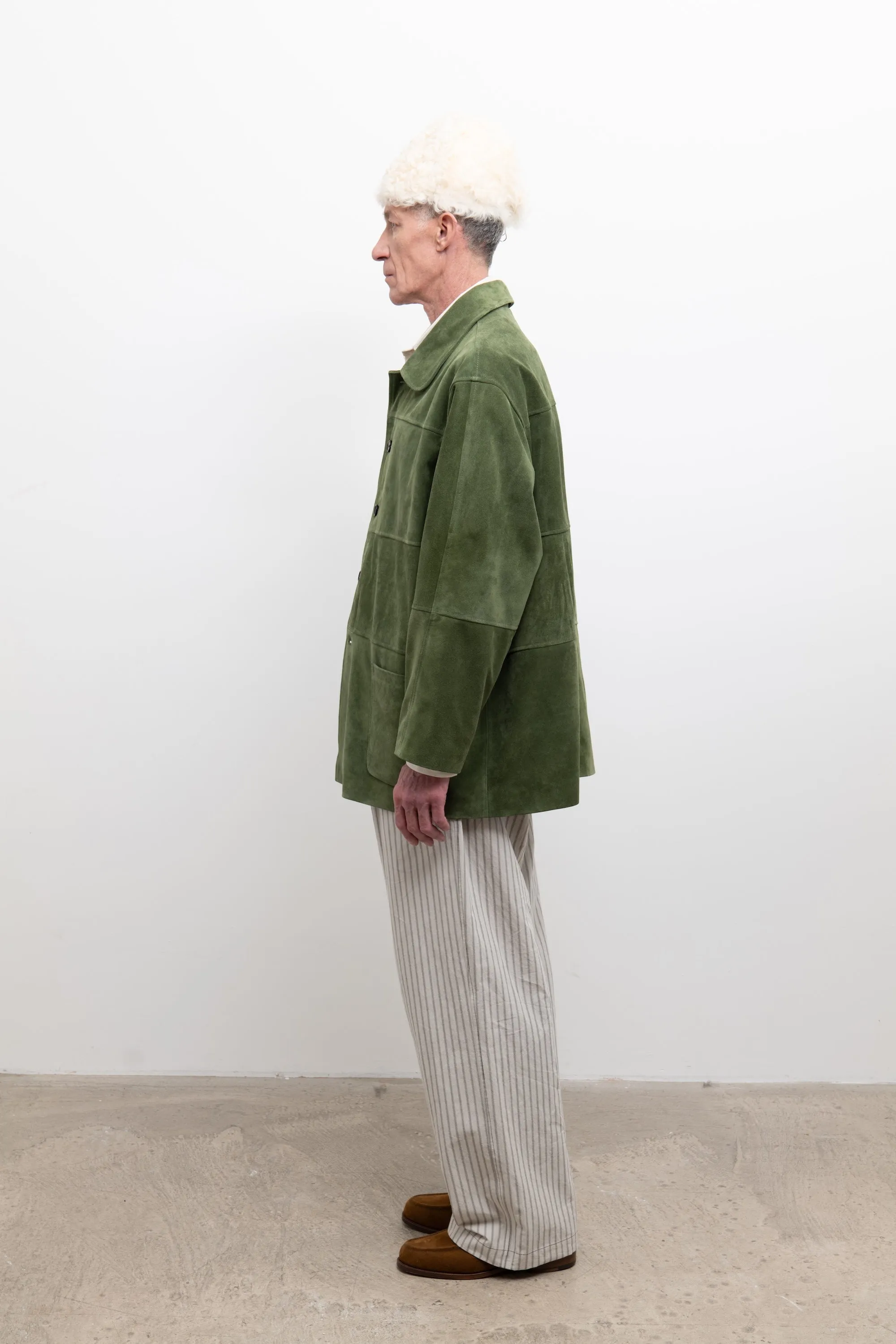 Panelled Quinn Jacket - Olive Suede sold by Cawley product image thumbnail 3