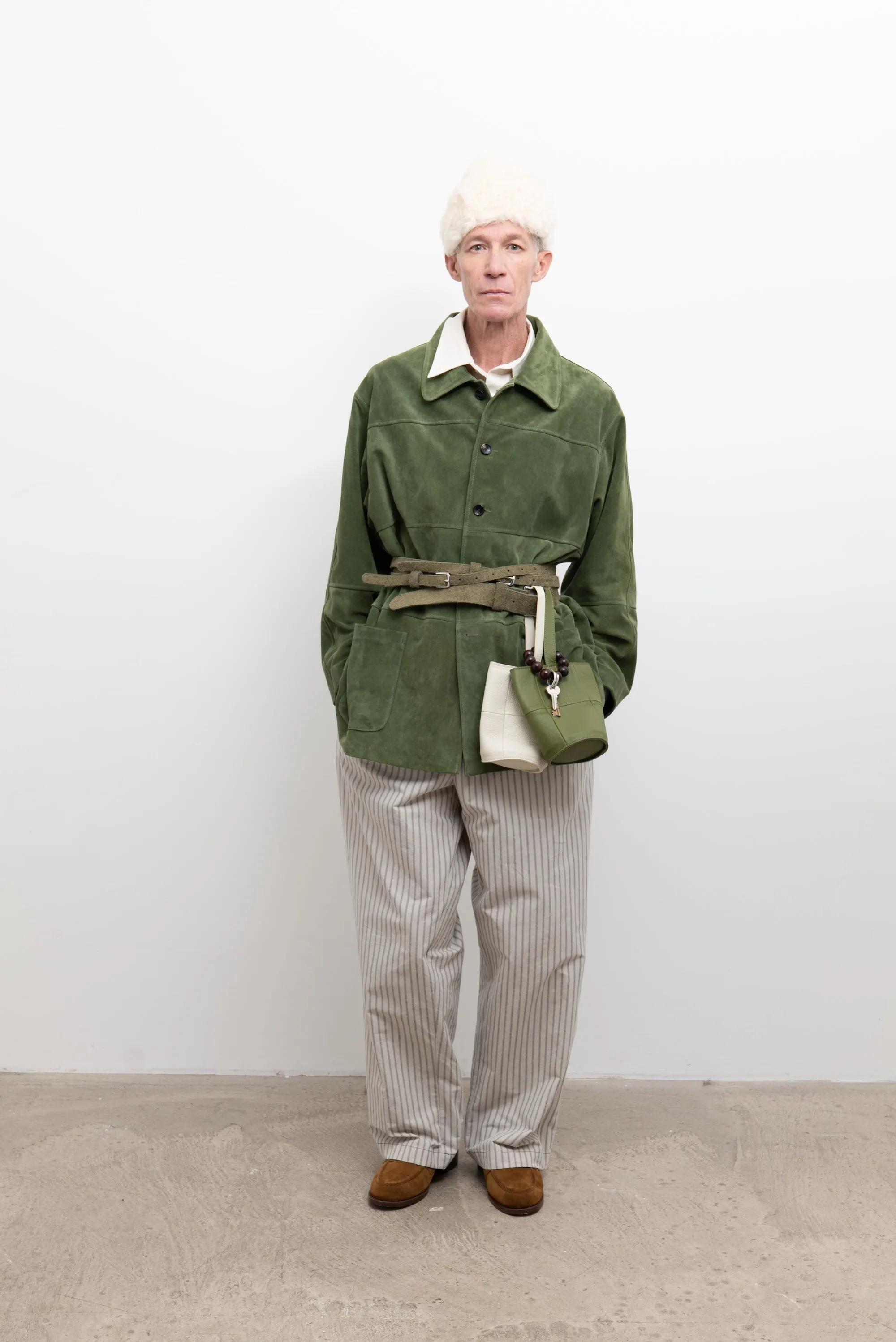 Panelled Quinn Jacket - Olive Suede sold by Cawley product image thumbnail 5