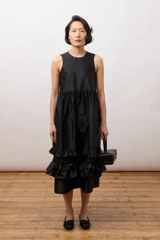 Genevieve Dress - Black Silk made by Cawley
