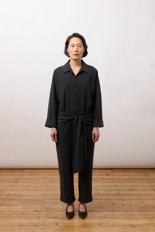 Claudia Jumpsuit - Black Silk made by Cawley