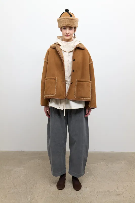 Avis Jacket - Tan Seam-Out Shearling made by Cawley