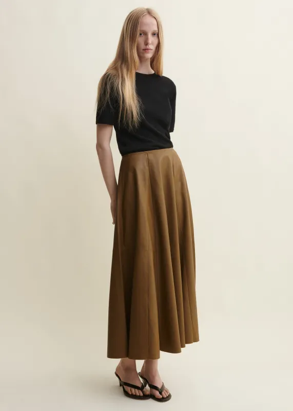 ELENI | Leather Pleated Skirt | DARK OLIVE made by ARMA