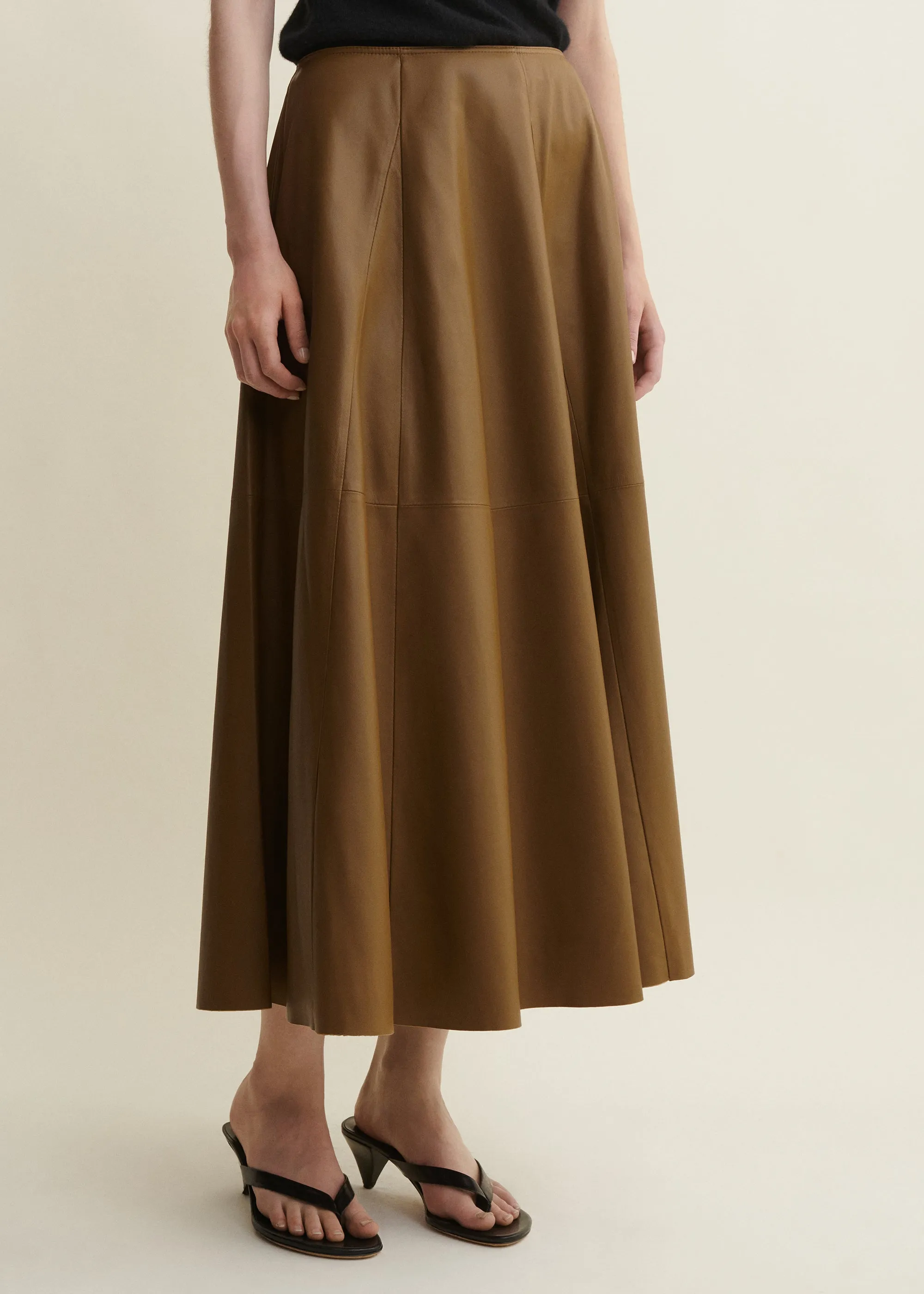 ELENI | Leather Pleated Skirt | DARK OLIVE sold by ARMA product image thumbnail 4
