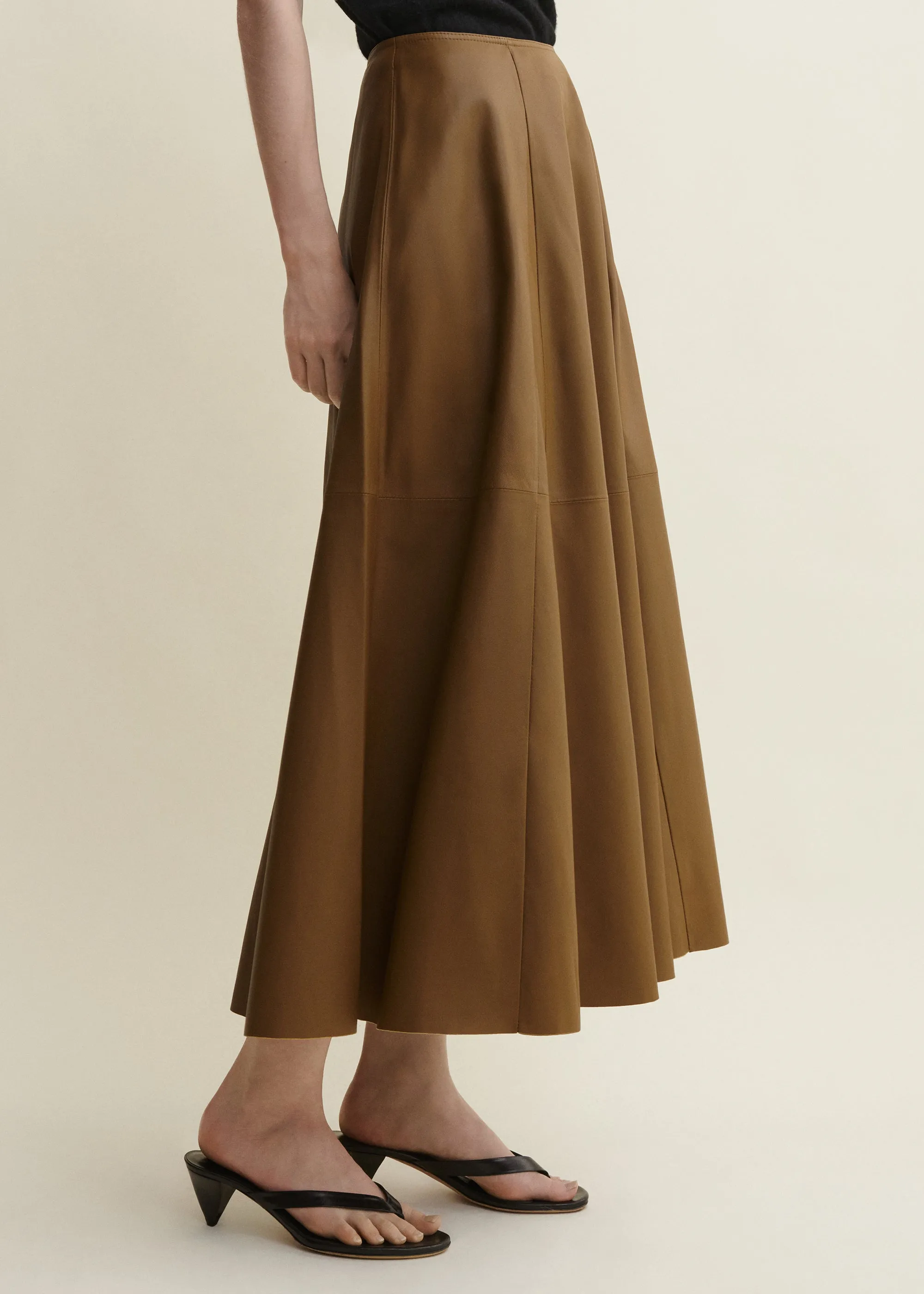 ELENI | Leather Pleated Skirt | DARK OLIVE sold by ARMA product image thumbnail 2