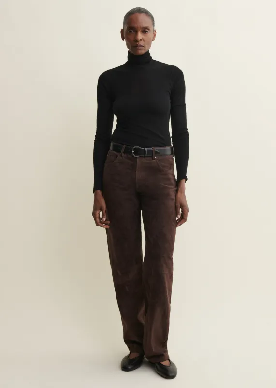 JEAN | Suede Five Pocket Trousers | MUD BROWN made by ARMA