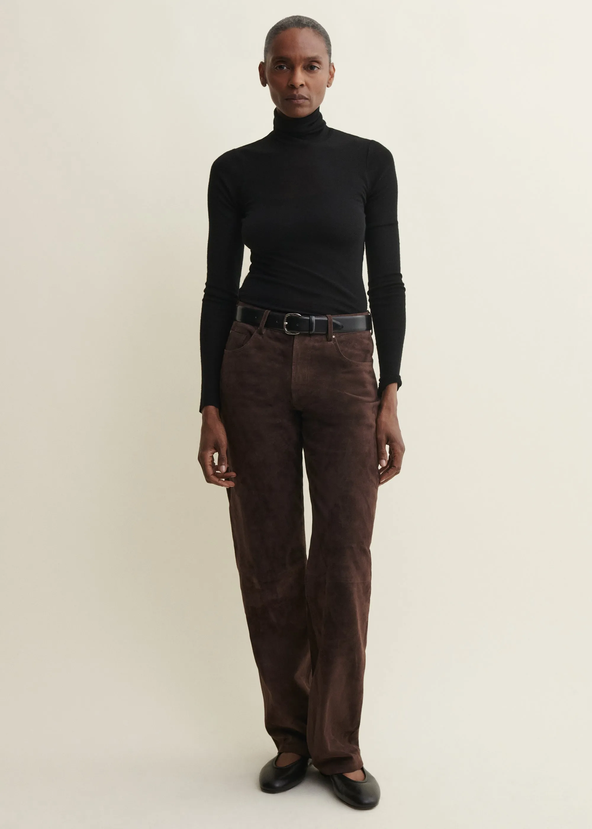 JEAN | Suede Five Pocket Trousers | Mud Brown sold by ARMA