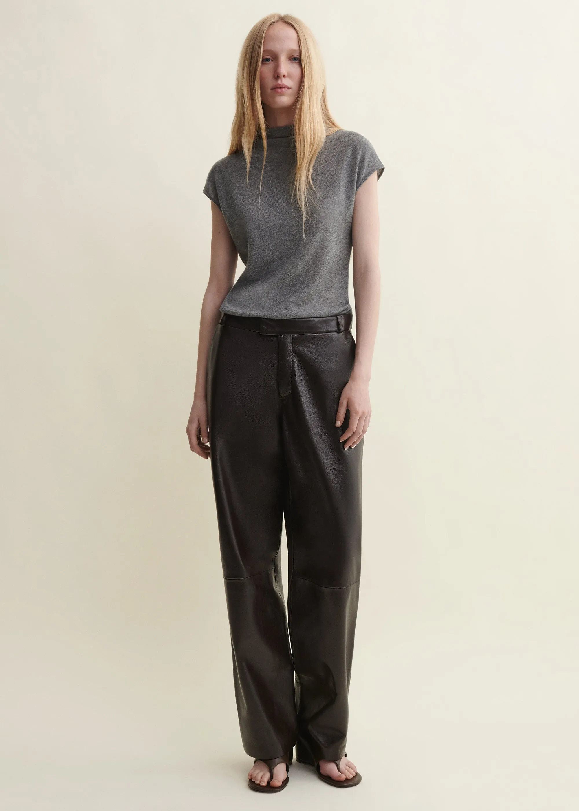 Cami | Leather Straight Pantalon | Coffee Bean sold by ARMA