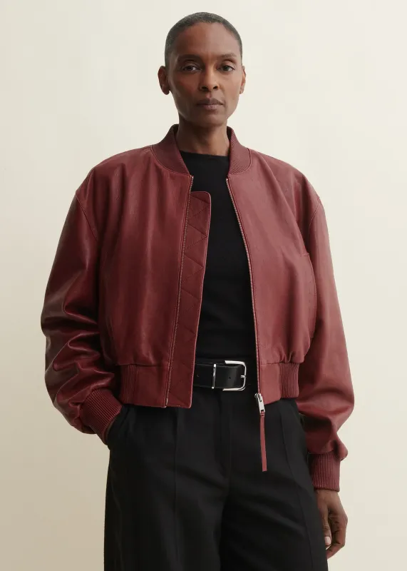 HANNAN | Leather Bomber Jacket | SAFFRAN RED made by ARMA
