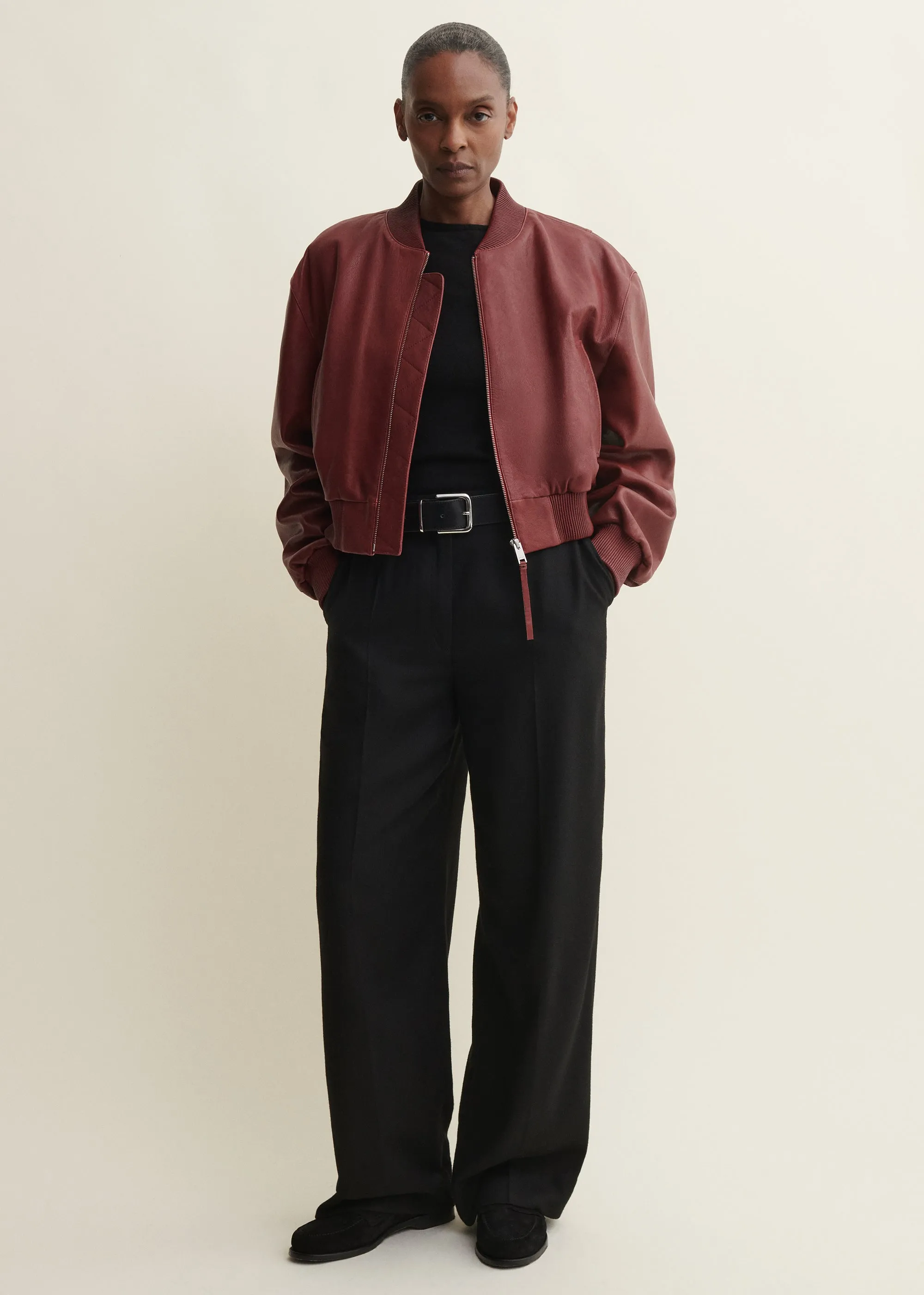 HANNAN | Leather Bomber Jacket | SAFFRAN RED sold by ARMA product image thumbnail 2