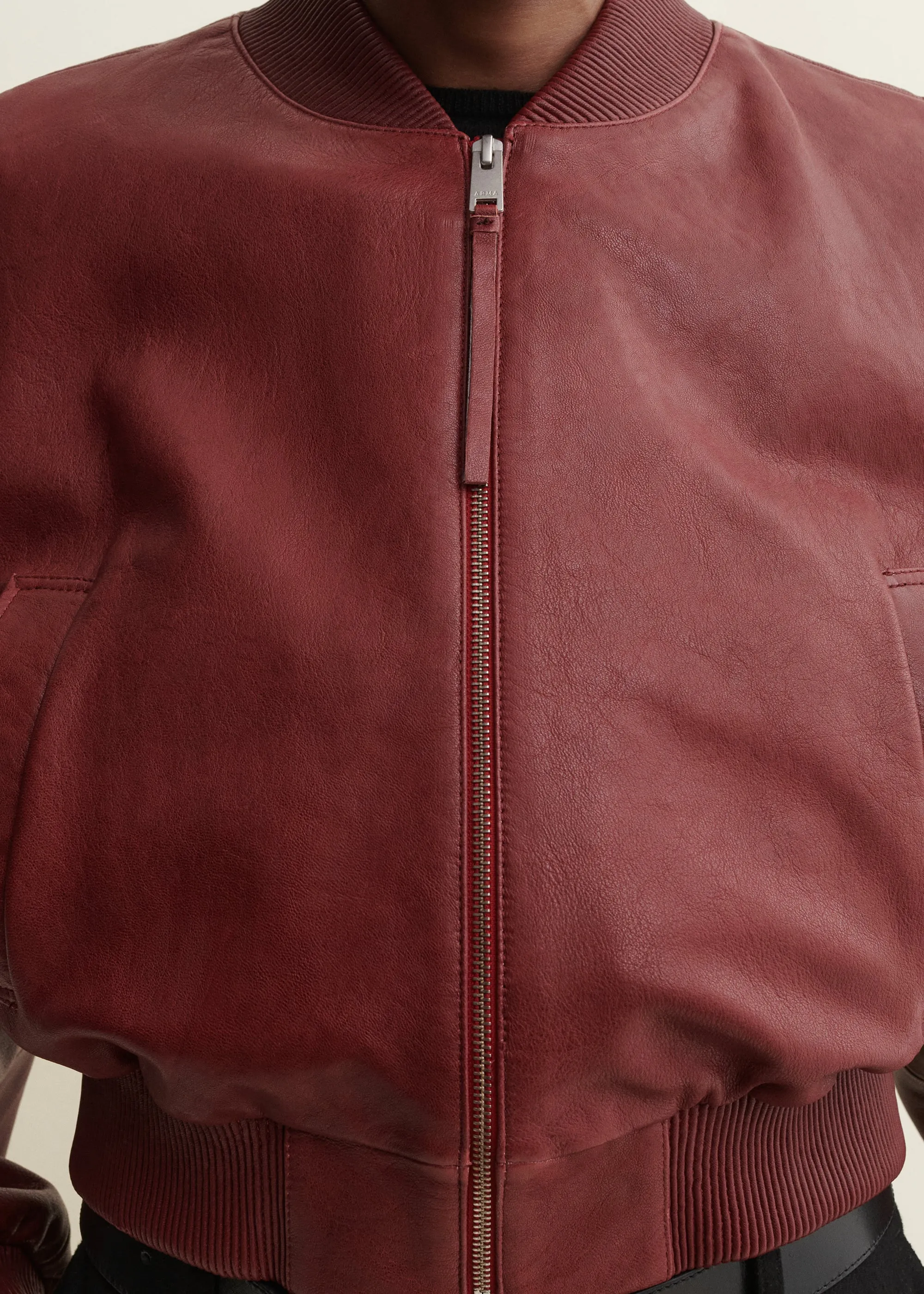 HANNAN | Leather Bomber Jacket | SAFFRAN RED sold by ARMA product image thumbnail 3