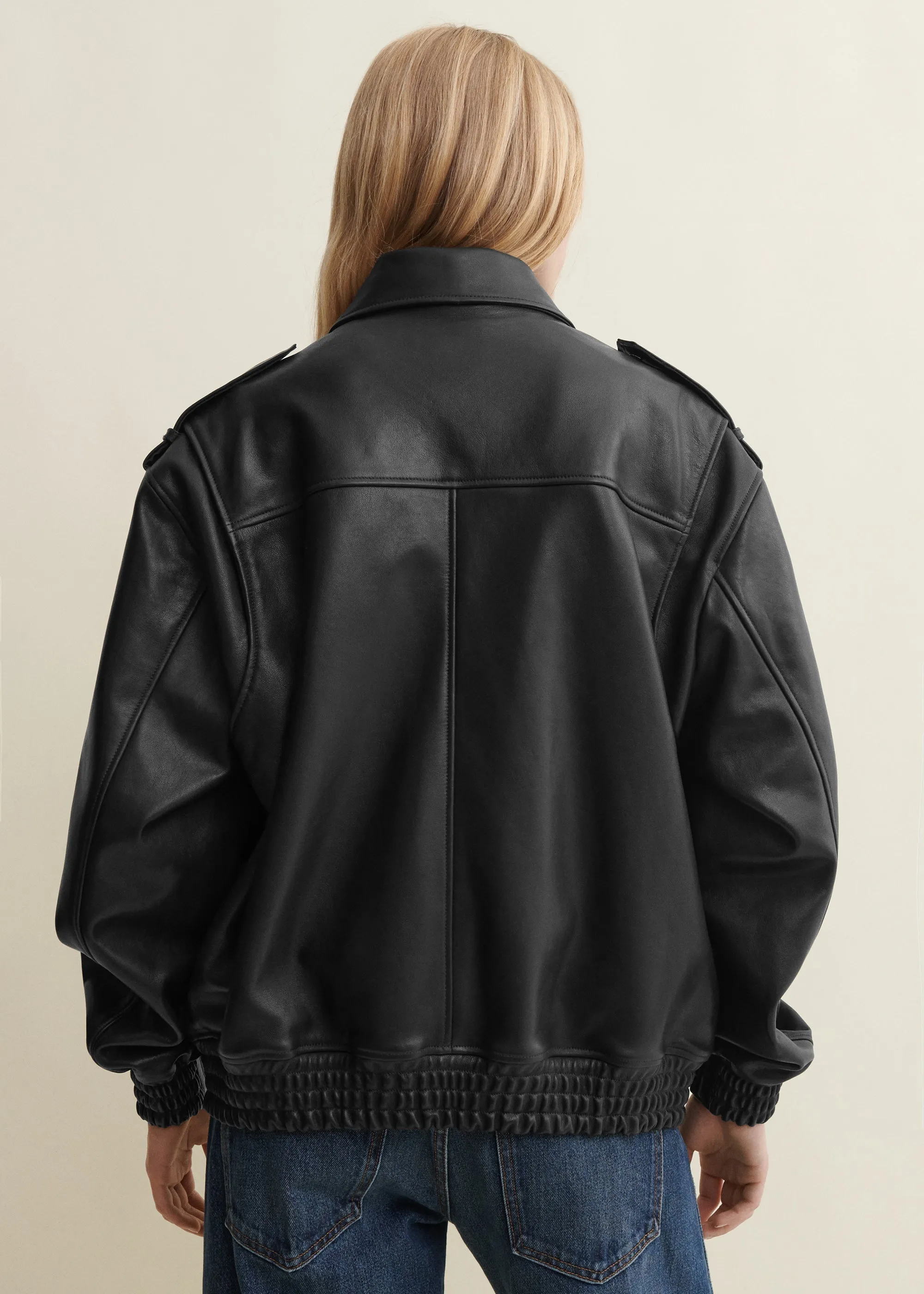 Astra | Leather Bomber Jacket | Black sold by ARMA product image thumbnail 4