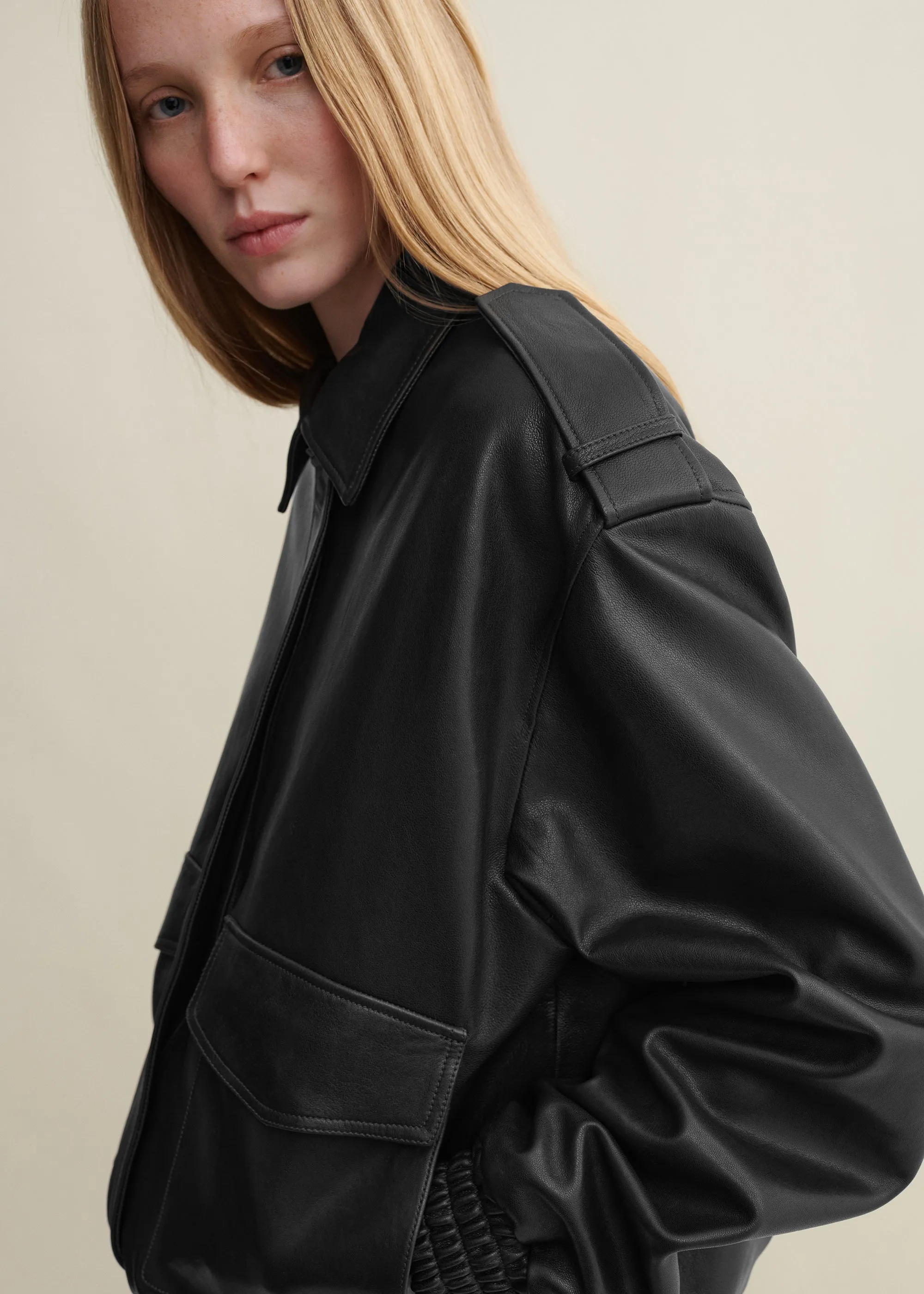 Astra | Leather Bomber Jacket | Black sold by ARMA product image thumbnail 3