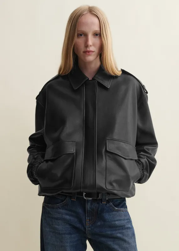 ASTRA | Leather Bomber Jacket | Black made by ARMA