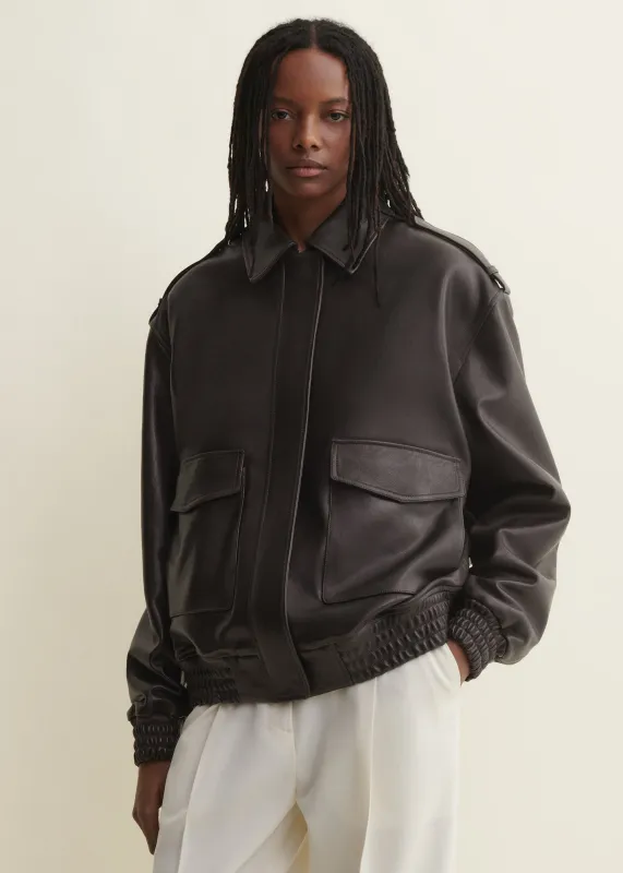 ASTRA | Leather Bomber Jacket | COFFEE BEAN made by ARMA