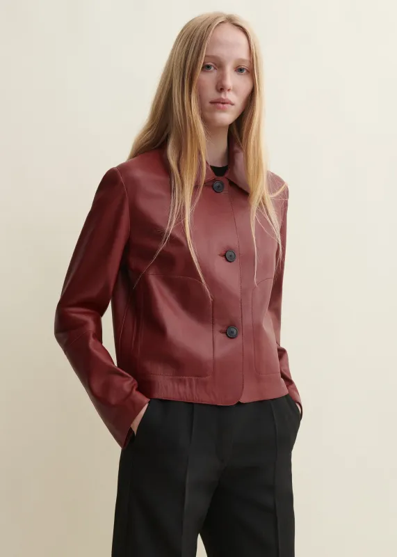 EMY | Leather Classic Jacket | SAFFRAN RED made by ARMA