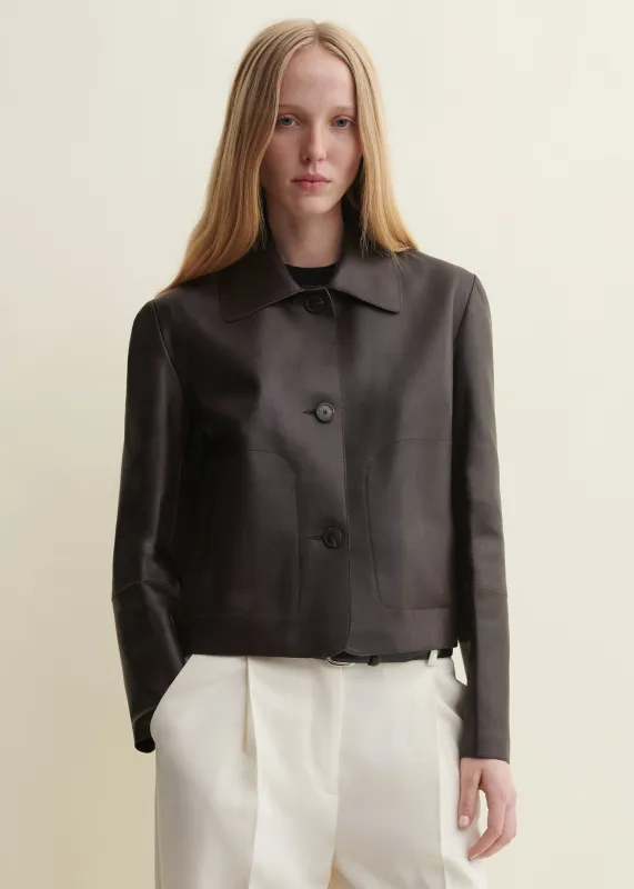 EMY | Leather Classic Jacket | COFFEE BEAN made by ARMA