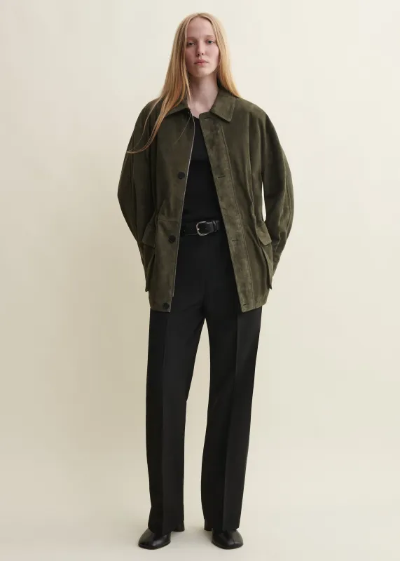 MAEVE | Suede Field Jacket | DARK GREEN made by ARMA